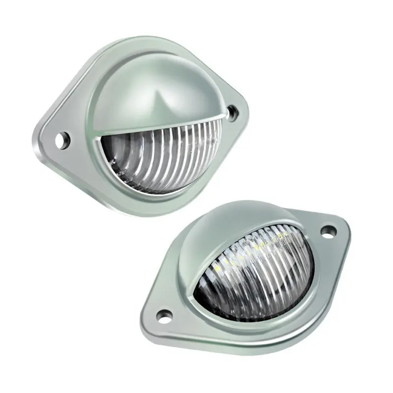 2x 12V LED Number Plate Lights Chrome Suitable For Car, Trailer, Truck, Caravan, Van & Boat