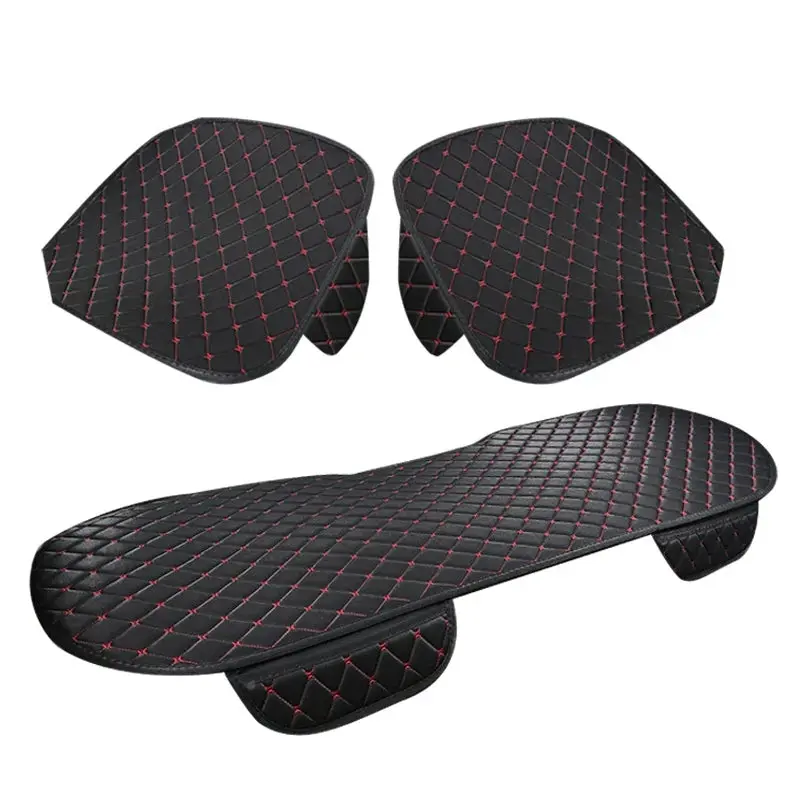 3-Piece Universal Car Seat Covers Breathable Cotton Linen Cushion Set Black