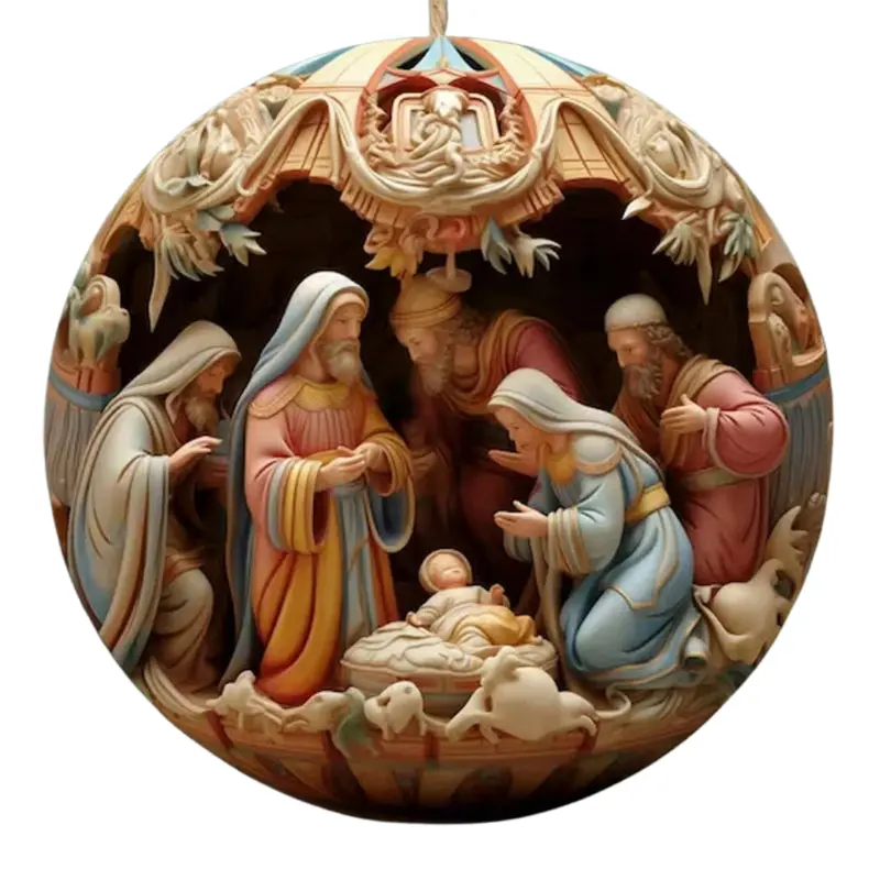 Adornos navideños 3D de madera – estilo dibujos animados