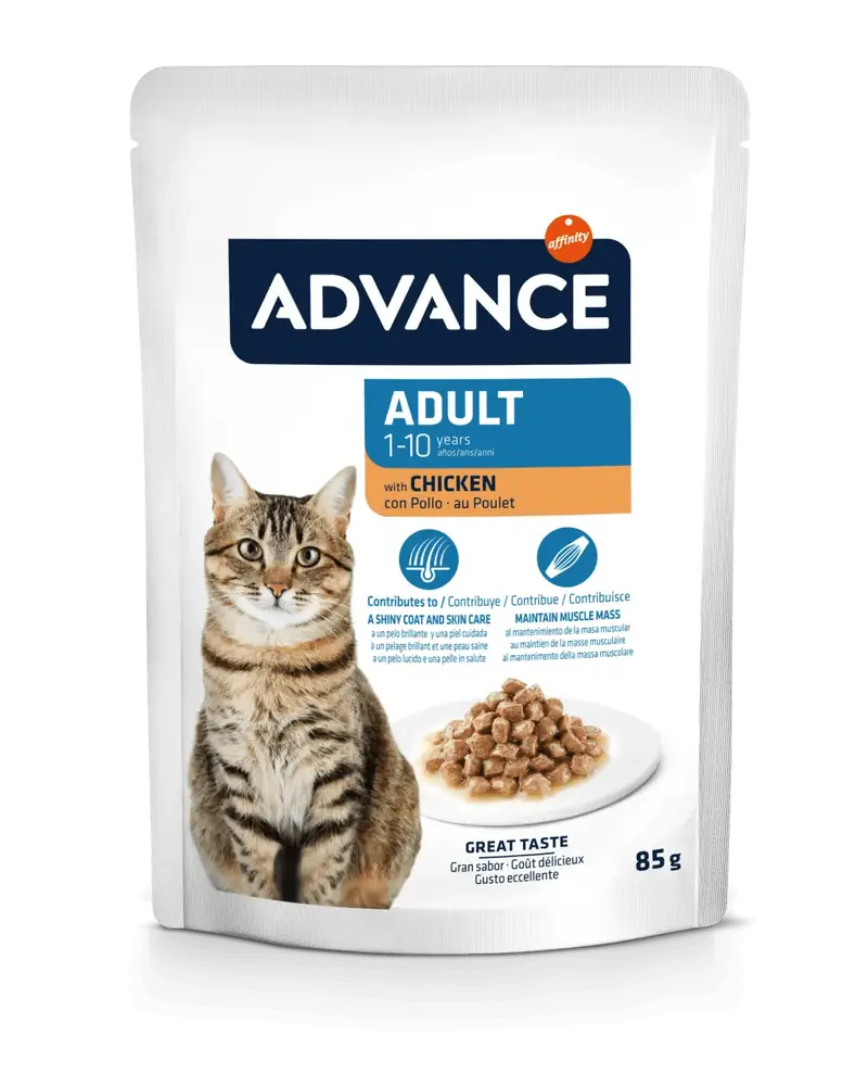 🐱 ADVANCE Adulto con Pollo | Comida húmeda para gatos adultos | Pack 12 x 85 g