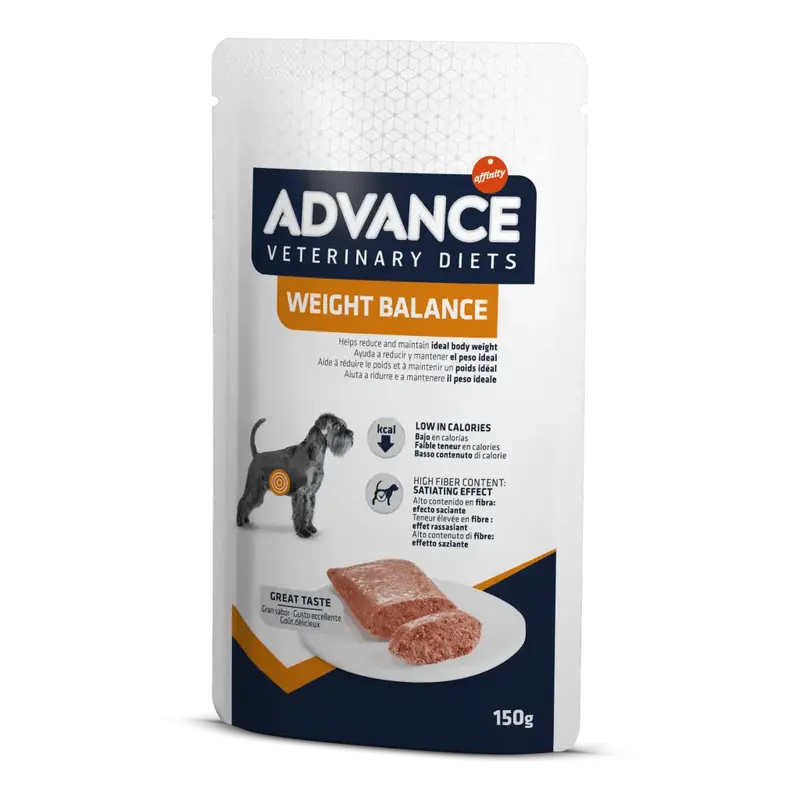 🐾 ADVANCE Adulto Weight Balance | Comida húmeda para perros con sobrepeso | Pack de 8 x 150 g