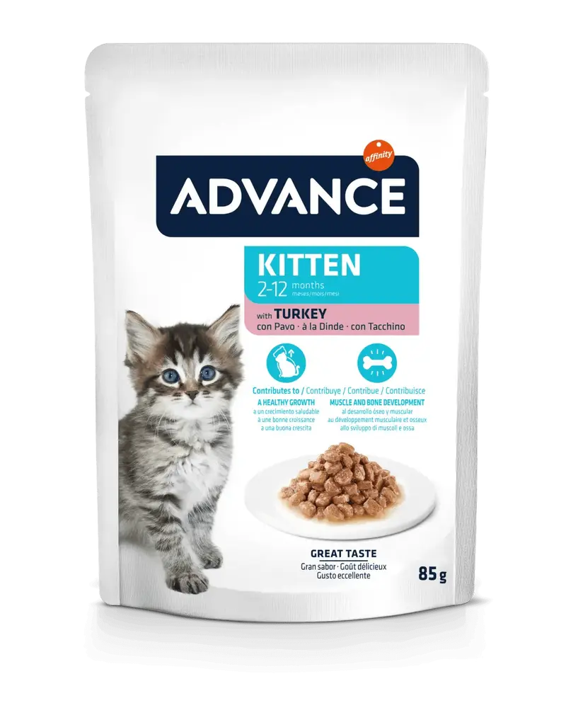 🐾 ADVANCE Kitten | Comida húmeda para gatitos con pavo (2-12 meses) | Pack 12 x 85 g
