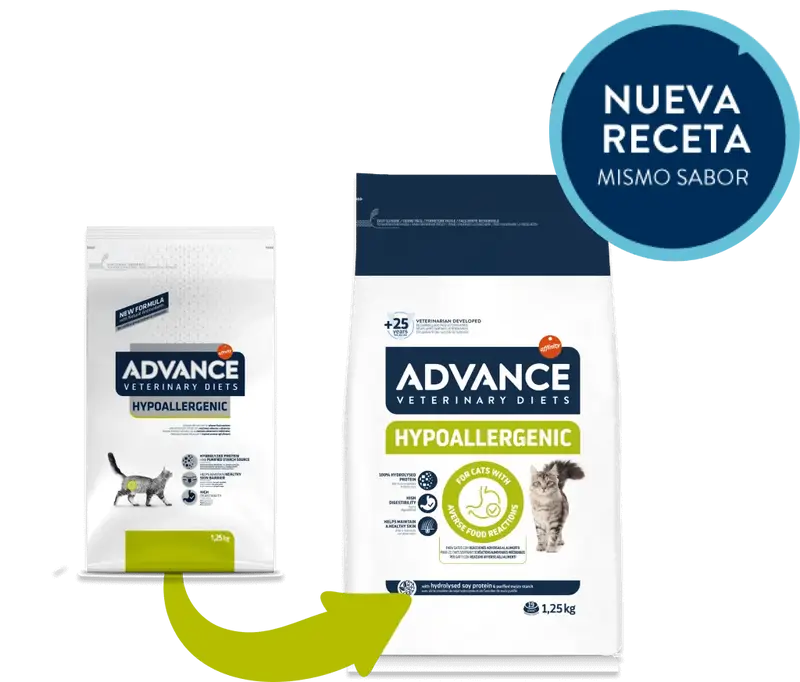 ADVANCE Vet Hypoallergenic | Pienso hipoalergénico para gatos adultos - 1,25 kg