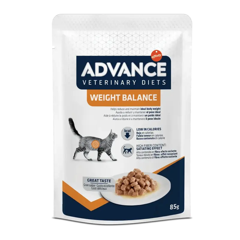 🐱 ADVANCE Vet Weight Balance Gato Adulto | 12 x 85g | Control de peso y saciedad