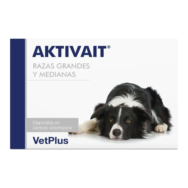🧠🐶 AKTIVAIT Razas Medianas/Grandes VetPlus | Apoyo Neurológico para Perros Mayores >10 kg | 60 Comprimidos