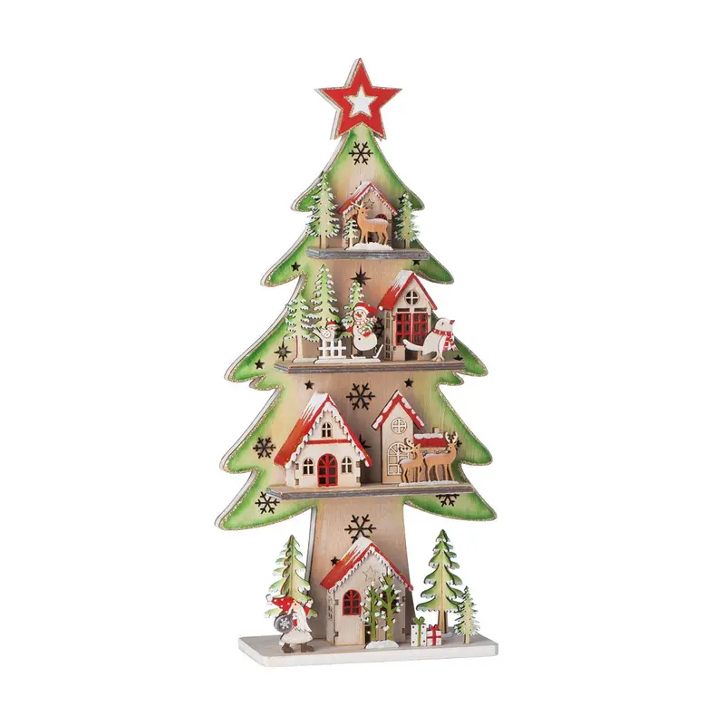 Albero con Casette e LED 23XH47CM in Legno