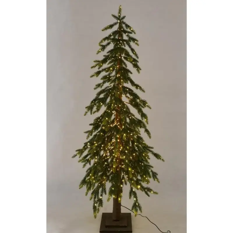 Albero di Natale con LED caldi e base in legno