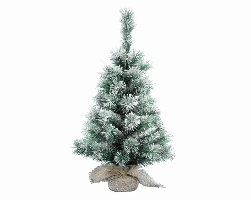 Albero di Natale Innevato con Base in Sacco Juta modello Vancouver