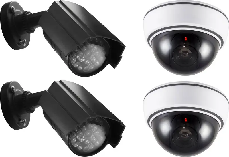Alecto dc-kit - dummy camera's 4 stuks - diefstal preventie set met binnen- en buitencamera's en stickers