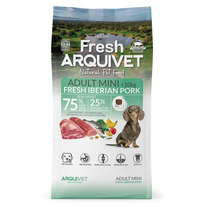 Alimento semihúmedo con Cerdo Ibérico fresco para perros de razas mini - Fresh
