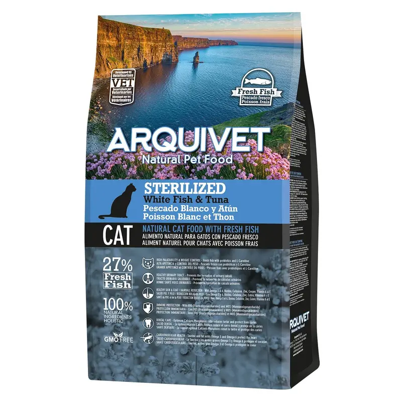 Alimento Super Premium de pescado blanco y atún para gatos esterilizados (Carne fresca)