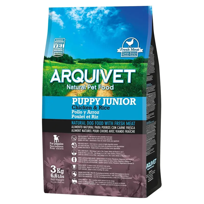 Alimento Super Premium de Pollo y Arroz para cachorros (carne fresca)