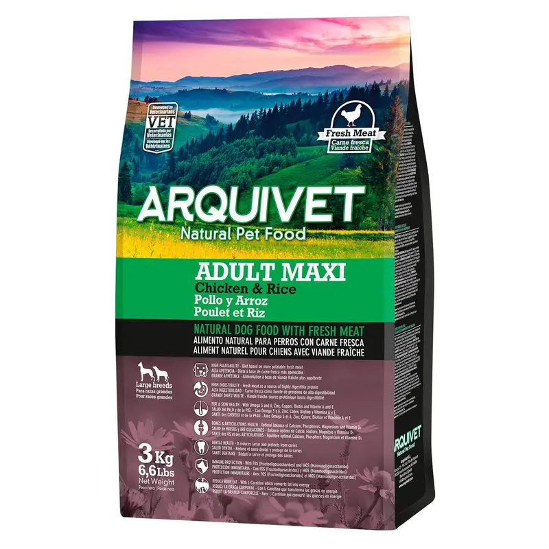 Alimento Super Premium de Pollo y Arroz para perros de razas grandes (carne fresca)