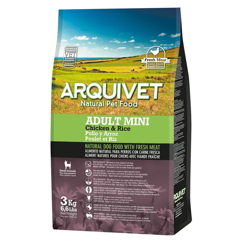 Alimento Super Premium de Pollo y arroz para razas pequeñas (carne fresca)