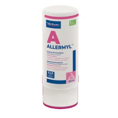 Allermyl Champú de Virbac – Cuidado Dermatológico para Pieles Sensibles o Alérgicas en Perros y Gatos – 250 ml