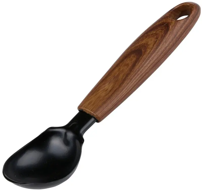 Alpina ijsschep rvs – ijslepel met houten handvat – 19 cm – ijsschepper voor roomijs en sorbet