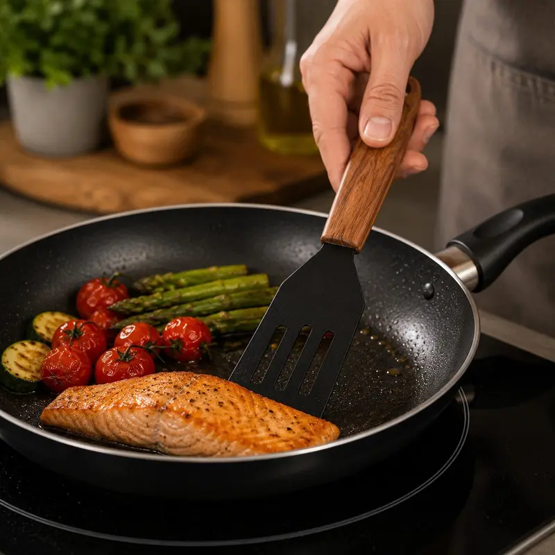 Alpina spatel 22 cm – bakspatel met sleuven – keukenspatel voor bakken, draaien en serveren