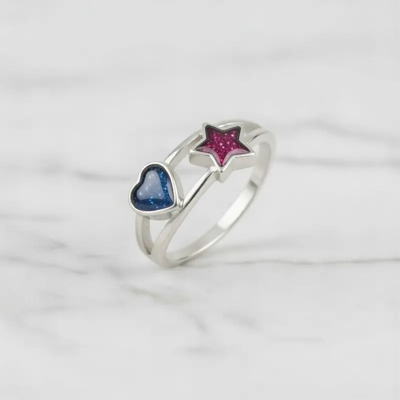 Anillo con Cenizas en Corazón y Estrella