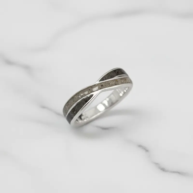 Anillo con Cenizas y/o Pelo en Bandas Cruzadas de Plata