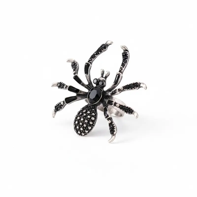 Anillo de Araña con Pedrería Brillante – Diseño Ajustable y Elegante