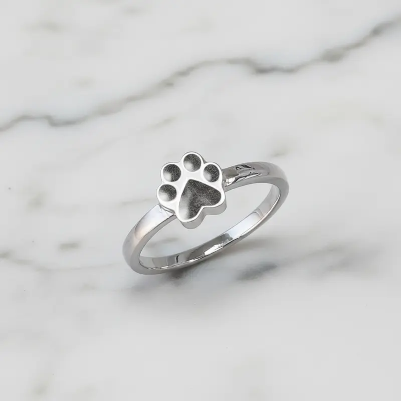 Anillo de plata · Huella con pelo de tu mascota