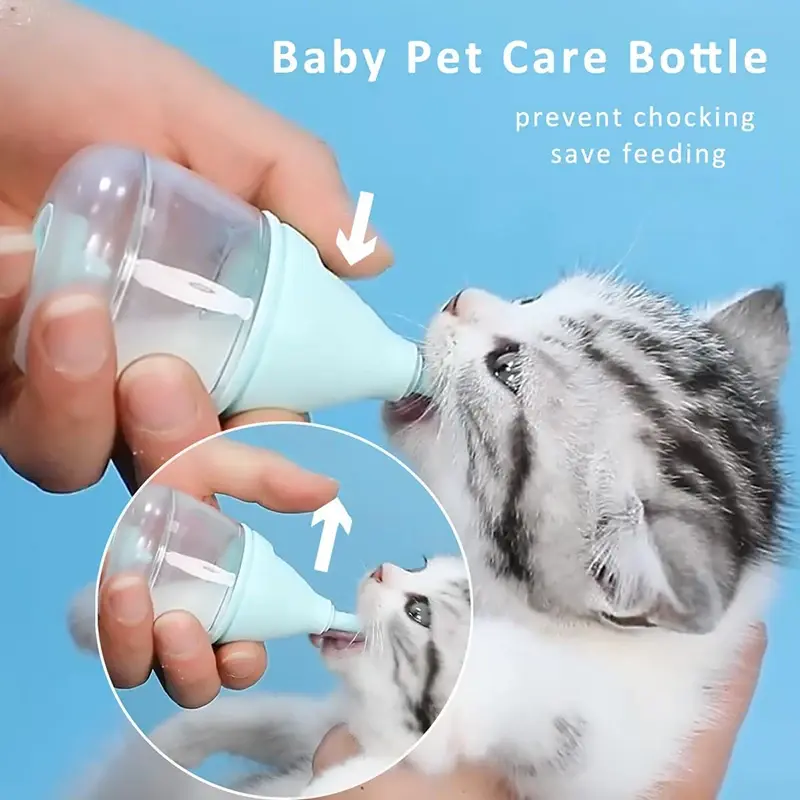 Anti-Choking Pet Nursing Bottle for Puppies & Kittens – Soft Silicone Feeding Tool with Scale Mark & Leakproof Cap