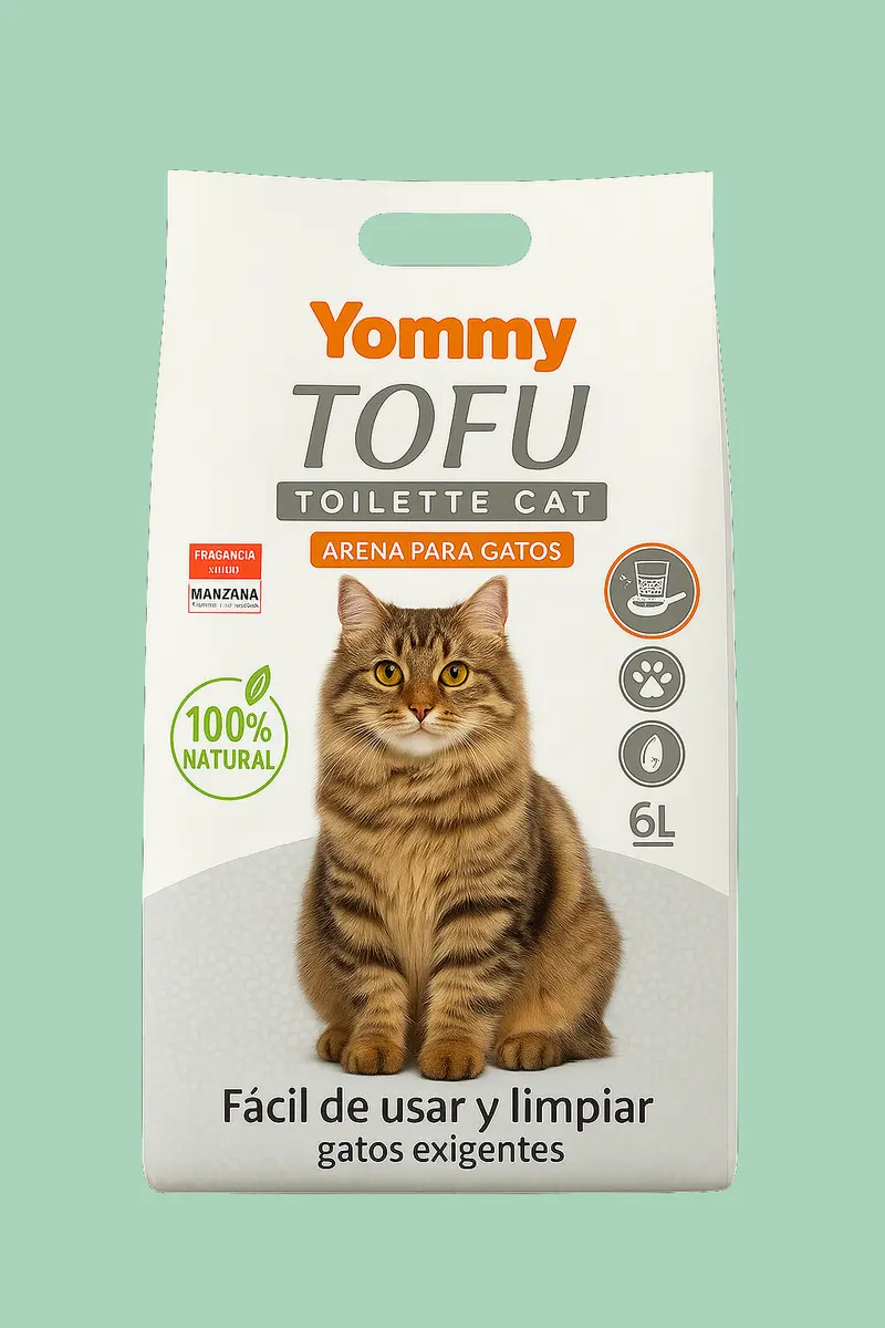Arena de Tofu Yommy Premium – 100 % Vegetal, Sin Polvo y Biodegradable