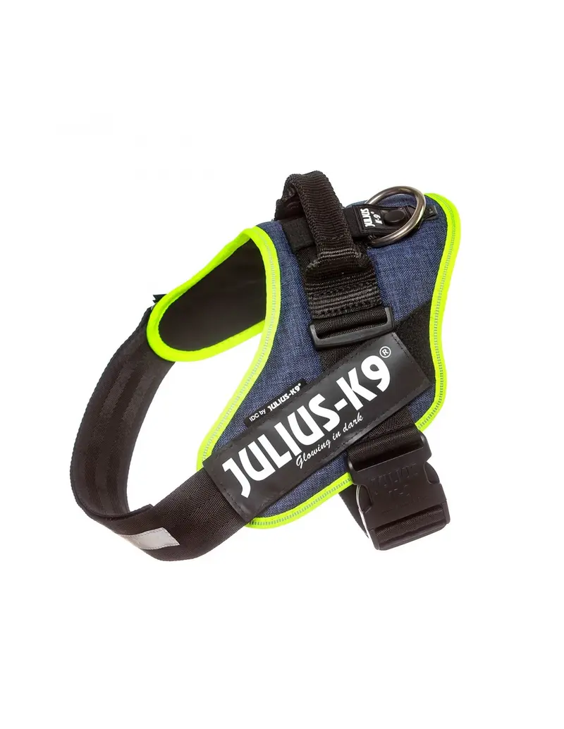 🐾 Arnés JULIUS-K9 IDC Powerharness Vaquero y Neón para Perros | Comodidad, control y diseño profesional