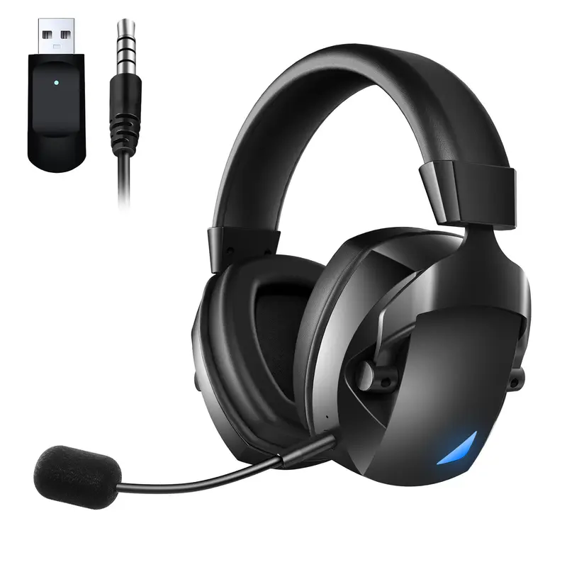 Auriculares Gaming Inalámbricos 2.4G + Bluetooth con Micrófono y Luces LED – Compatibles con PC y PS5