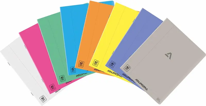 Aurora schriften - gelieerd + marge - 72 blz - a5 - transparante plastic kaft - 1 stuk
