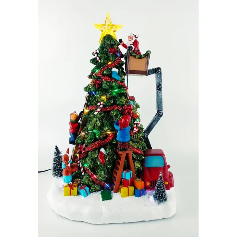 Babbo Natale che Addobba l'Albero - Miniatura con Babbo Natale