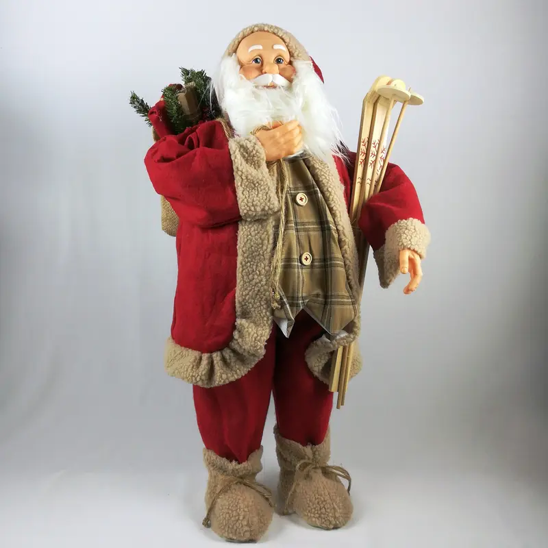 Babbo Natale con Sci e sacco doni 85 cm
