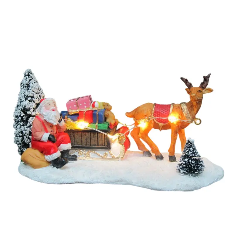 Babbo Natale con slitta e LED 15x7xH7 cm