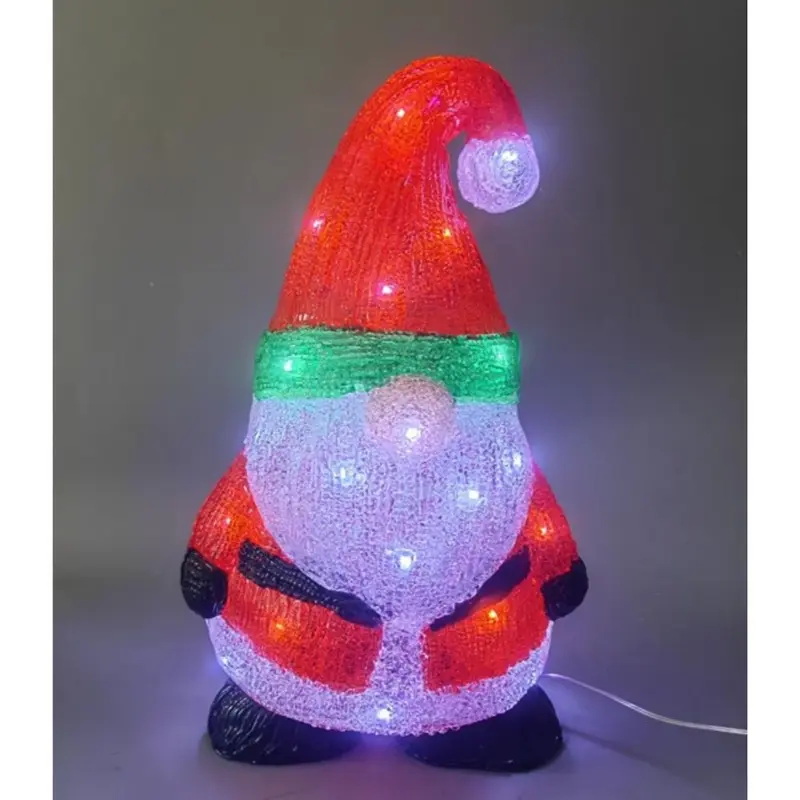 Babbo Natale gnomo luminoso in acrilico con LED per esterno