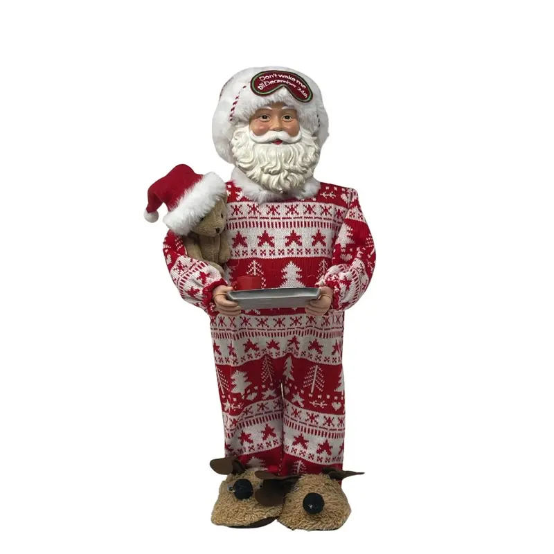Babbo Natale in pigiama rosso/bianco H45 cm