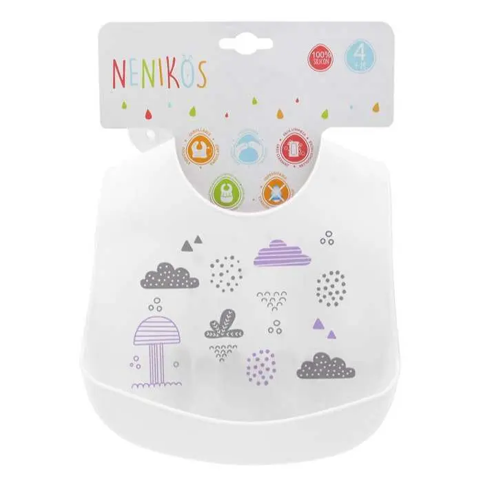 Babero de Silicona Nenikös con Bolsillo Recogemigas – Diseño Divertido y Fácil de Limpiar