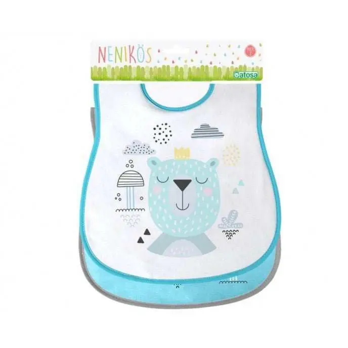 Babero de Tela Nenikös con Diseño de Oso – Ideal para Bebés a Partir de 4 Meses