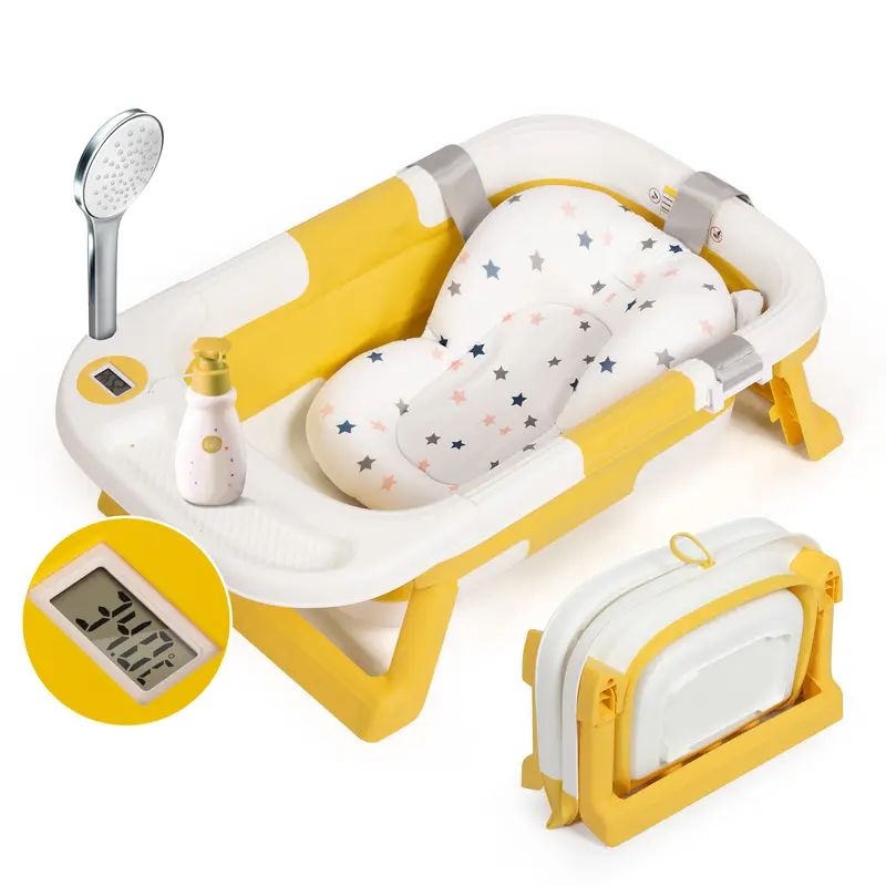 Baignoire Bébé Pliable avec Coussin de Bain