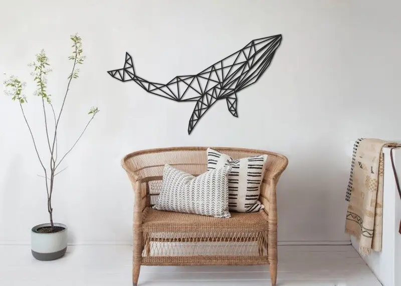 Ballena | Figura geométrica | Decoración pared | Hecha en madera