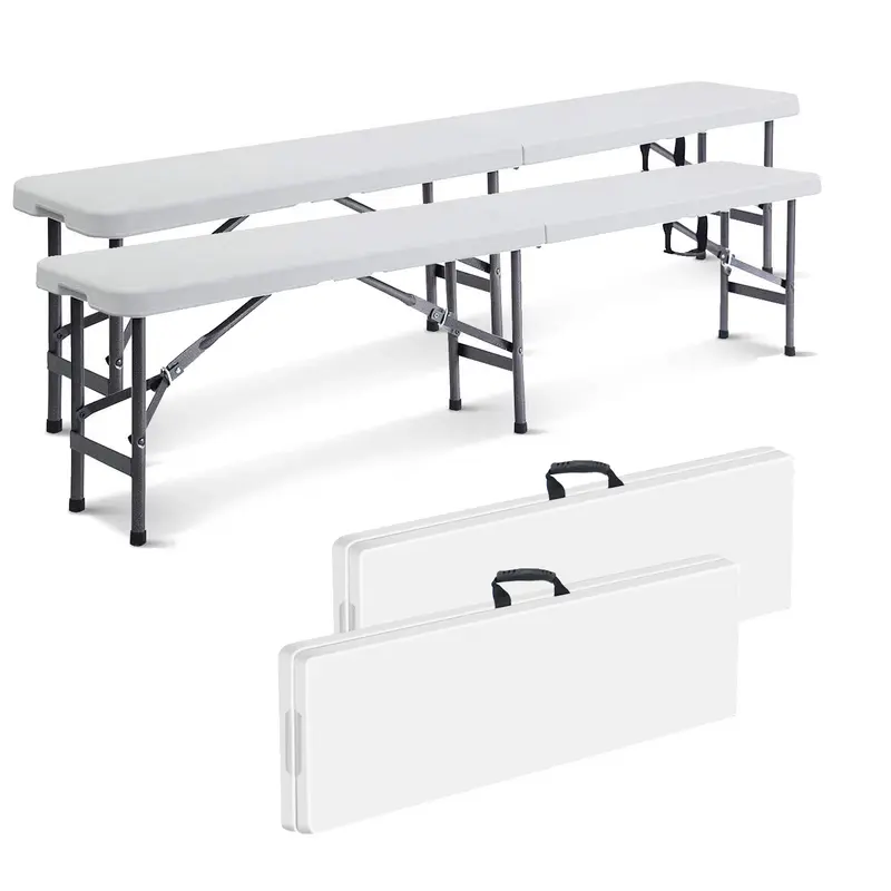 Banc Pliant (183 x 30 x 43cm, Blanc)