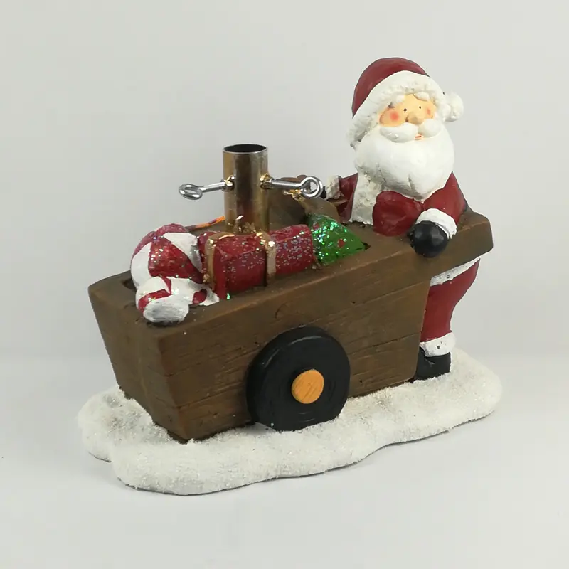Base Decorata per Albero di Natale Babbo Natale con Carretto