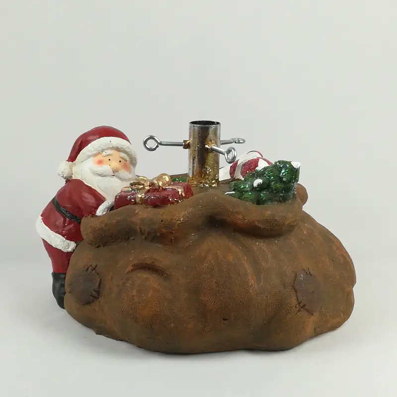 Base Decorata per Albero di Natale Babbo Natale con Sacco Doni