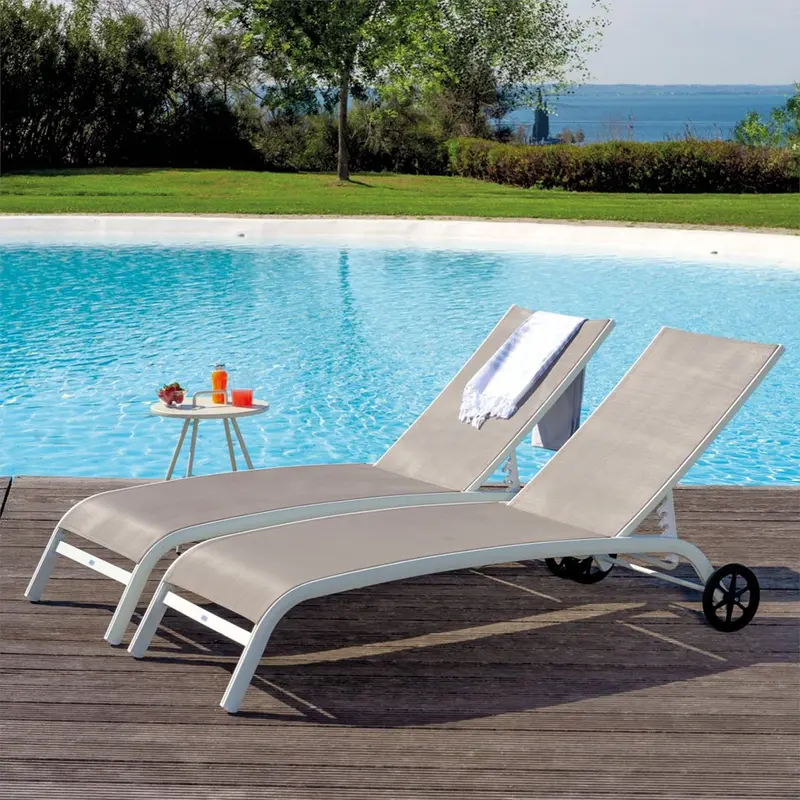 Beach - Lettino prendisole con ruote e schienale regolabile