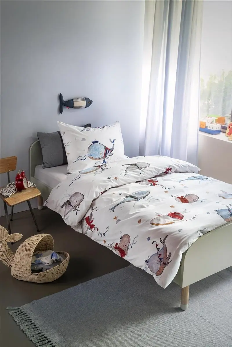 Beddinghouse kids whaletastic dekbedovertrek - eenpersoons - 100x135 - blauw