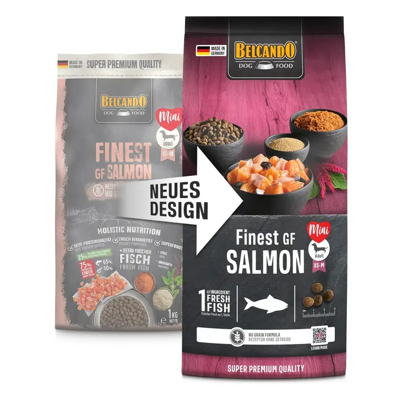 🐟 BELCANDO Finest Grain Free Salmon | Pienso sin Cereales con Salmón para Perros Adultos Pequeños y Medianos