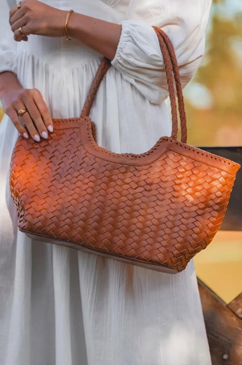Bellagio Woven Leather Tote Bag