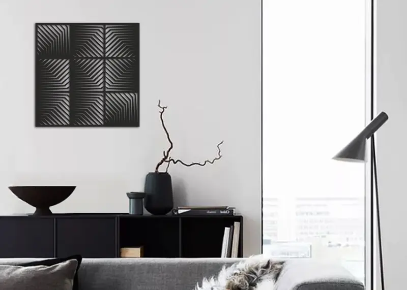Binario > < | Figura geométrica | Decoración pared | Hecha en madera