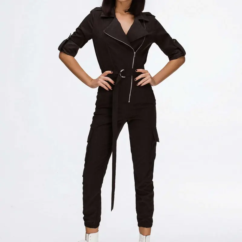 Black Relaxed Overall Romper