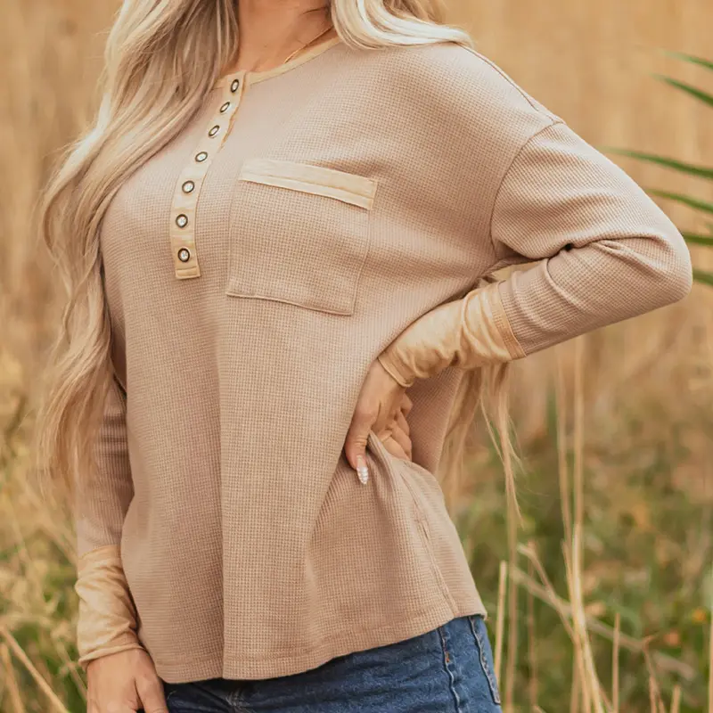 Blake Waffle Henley Tunic Top