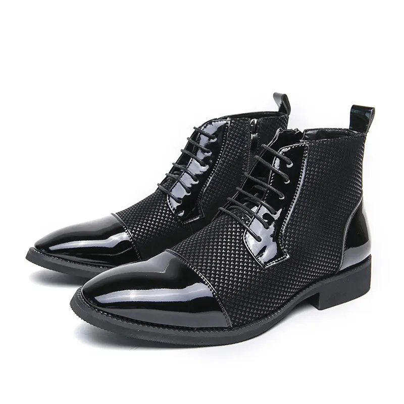 Botas de cuero para hombre – Diseño elegante con cremallera lateral